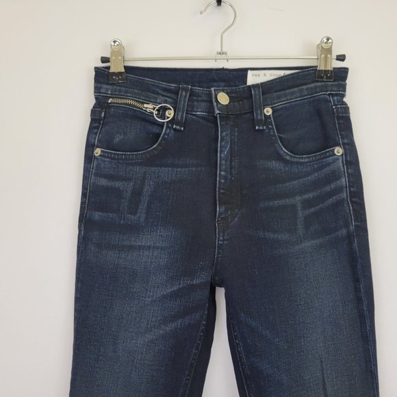 Rag & Bone O Ring Dive Capri High Rise Skinny Crop in Black Brook - Picture 2 of 11